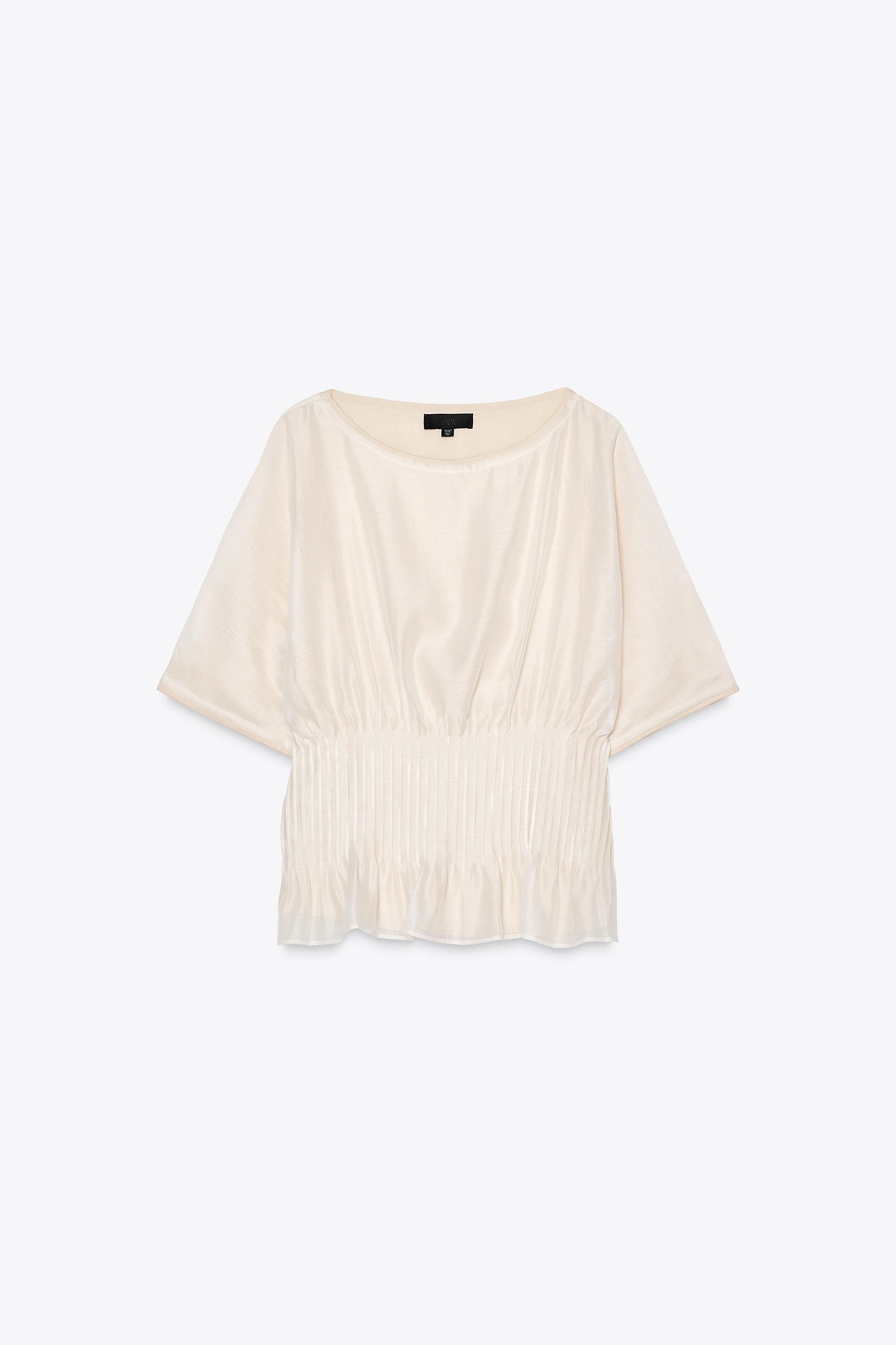 COMBINATION ORGANZA KNIT TOP - Ecru | ZARA United States
