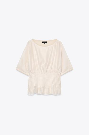 KNIT TOP WITH ORGANZA - Ecru by Zara - Image 7
