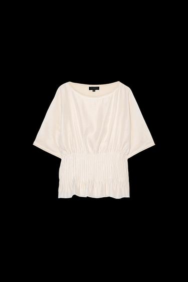 STRICKTOP MIT ORGANZA-MATERIALKOMBINATION - Cremefarben von Zara - Bild 0