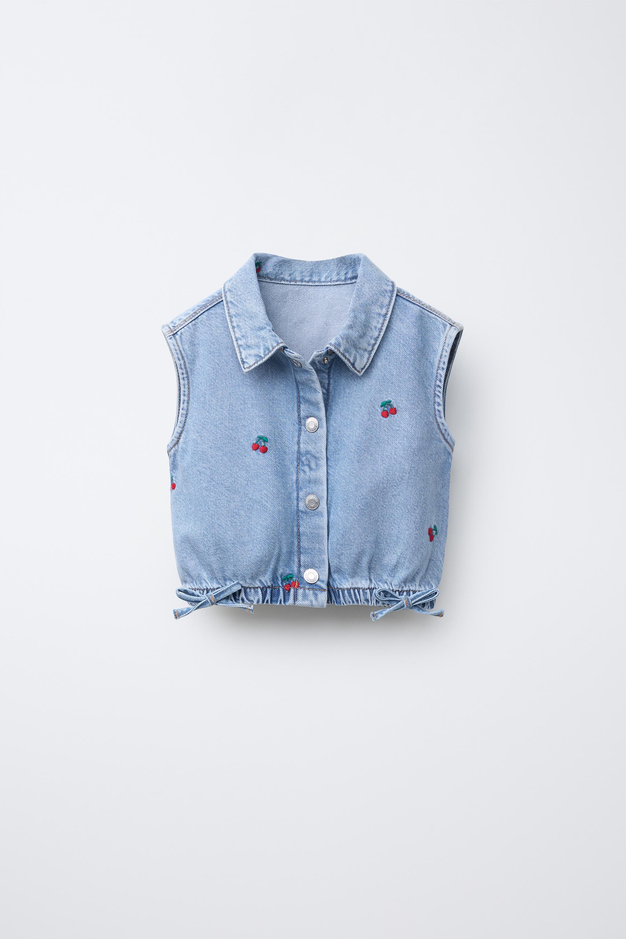刺繍チェリーデニムシャツ - ライトブルー | ZARA Japan / 日本