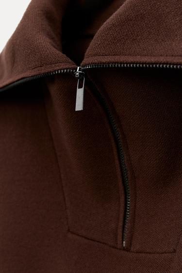 STRICKSWEATSHIRT MIT SEITENSTREIFEN - Braun von Zara