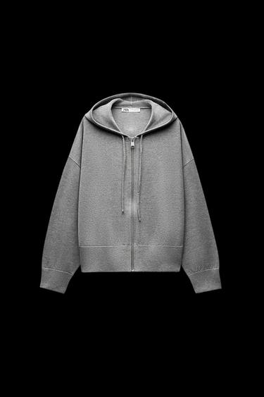 KNITTED HOODIE - Grey by Zara - Image 0
