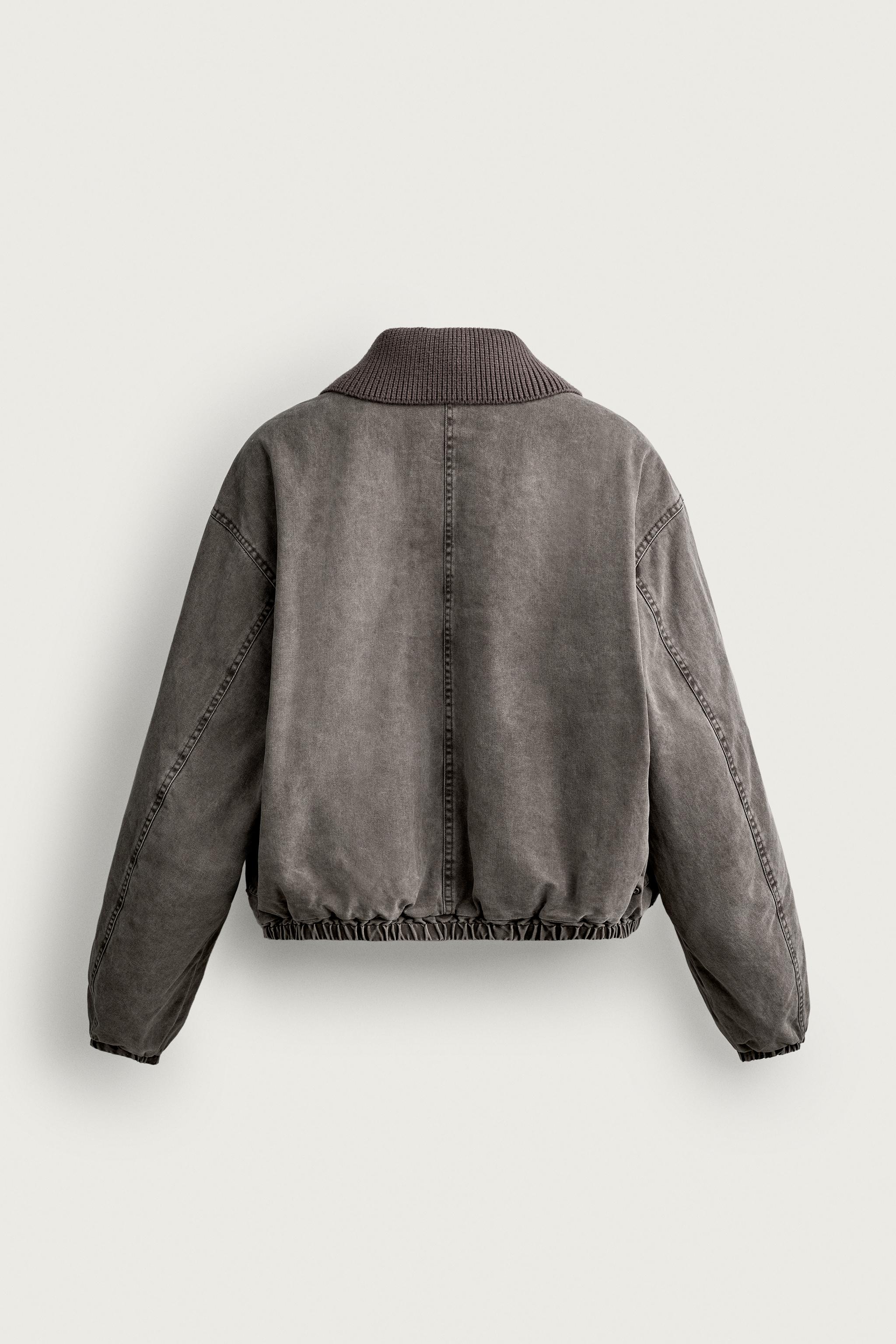BLOUSON CROPPED FIT COL MAILLE