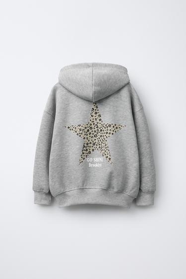 ANIMAL PRINT STAR HOODIE - Grey marl by Zara - Image 1