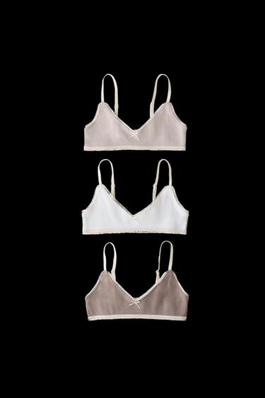 Zara 9-14 YEARS/ THREE-PACK OF RIBBED TOPS - taupe brown