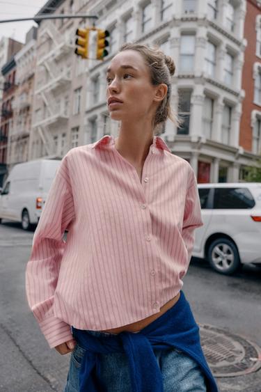 CHEMISE OXFORD RAYURES GLOBO - Rose / Blanc de Zara - Image 2