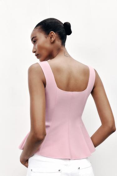 TOP GILET STRETCH PÉPLUM - Rose de Zara - Image 4