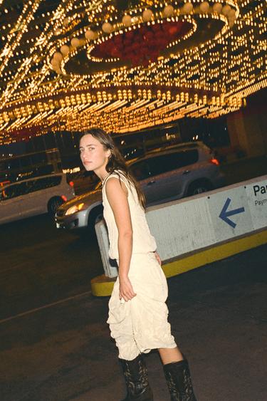 LIMITED EDITION EMBROIDERED DRESS WITH BEADING - Oyster-white by Zara