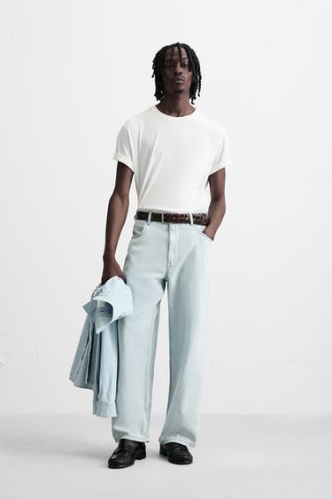 LIGHTWEIGHT LOOSE WIDE-LEG JEANS - Light blue by Zara