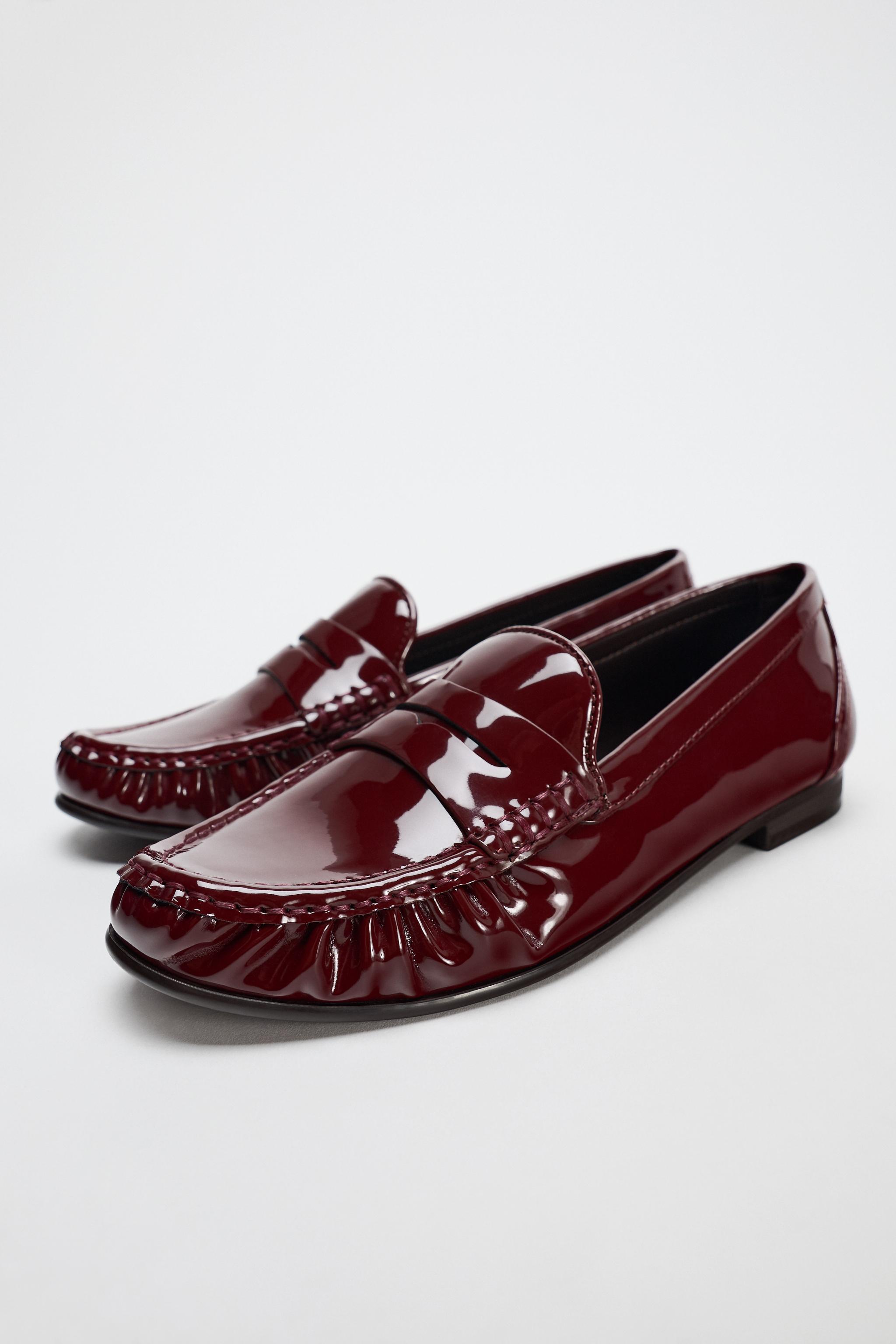 FAUX PATENT LEATHER PENNY LOAFERS