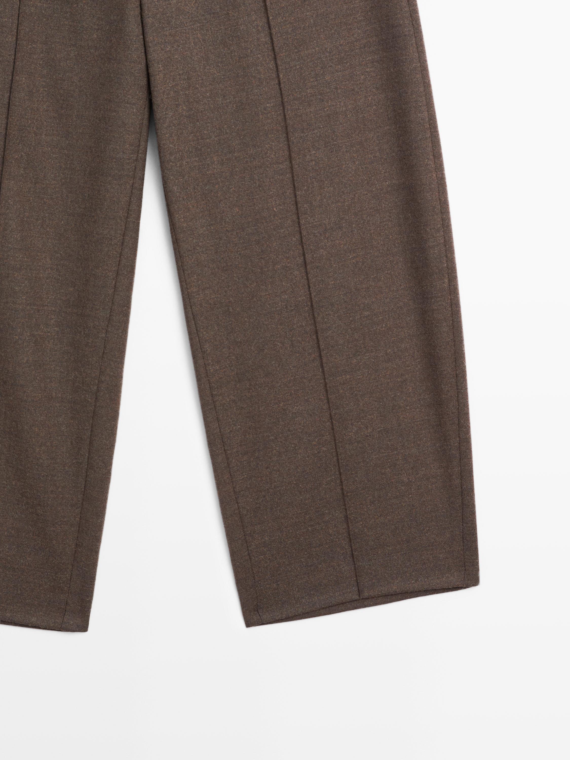 Barrel fit wool blend trousers