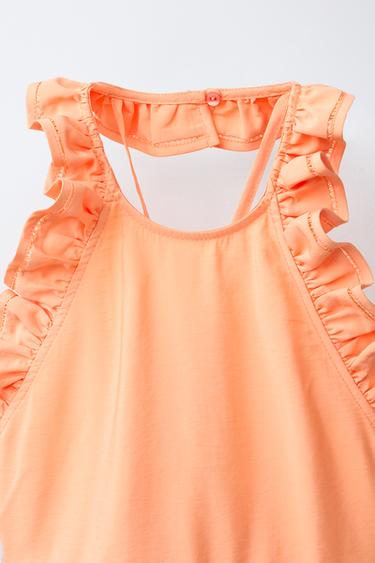 ROBE AVEC VOLANT ET ENTRE-DEUX - Orange de Zara - Image 2