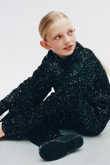 Zara SEQUIN JUMPER - Black