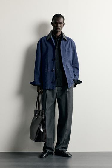 Zaras SKJORTJACKA MED KONTRASTERANDE KRAGE - Blå/indigo - Bild 0