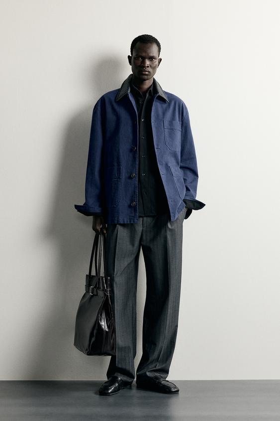 SOBRECAMISA CUELLO CONTRASTE - Azul / Índigo de Zara - Imagen 0