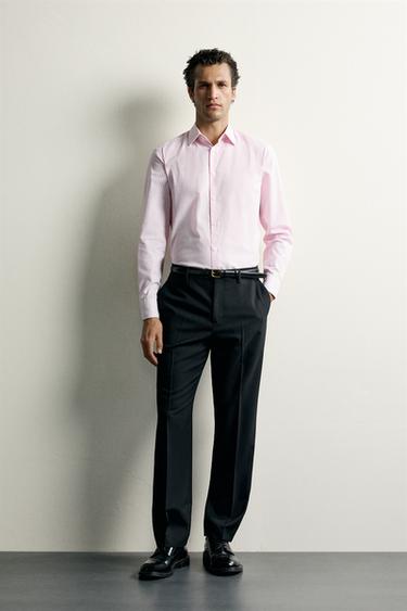 TEXTURED REGULAR FIT SHIRT - Coral red by Zara - Image 0