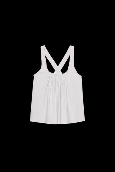 Zara POPLIN STRAPPY TOP - Light lilac