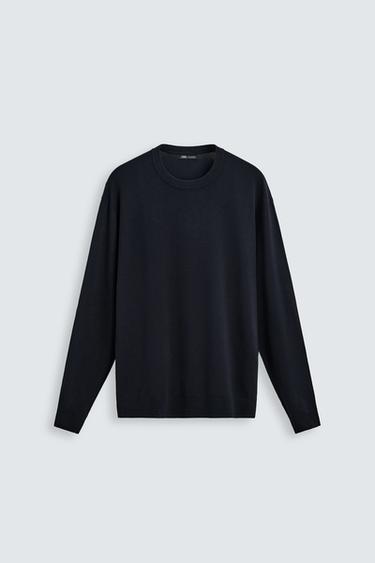 Zara BASIC VISCOSE BLEND SWEATER - Navy blue