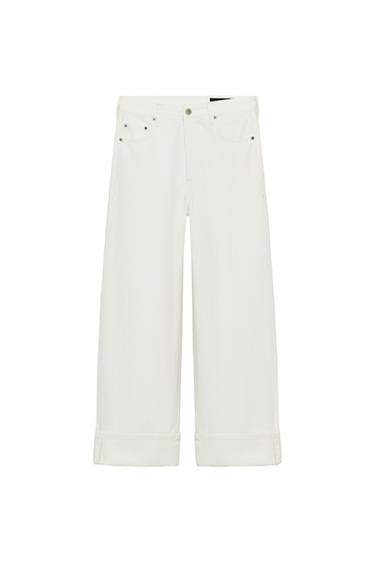 Zara ZW COLLECTION MID-RISE BAGGY JEANS - Ecru