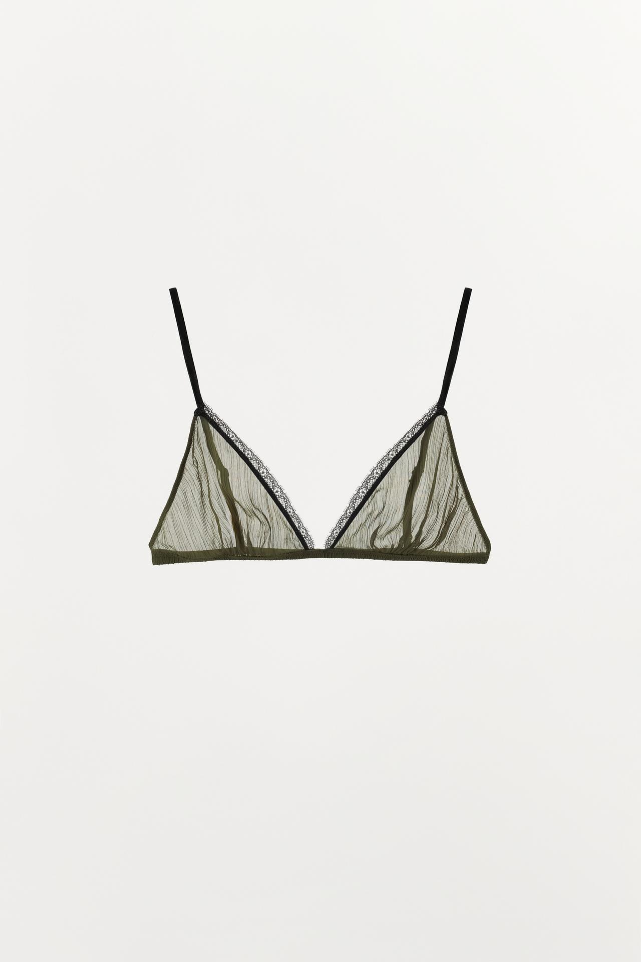 100% VISCOSE LACE BRA — Green