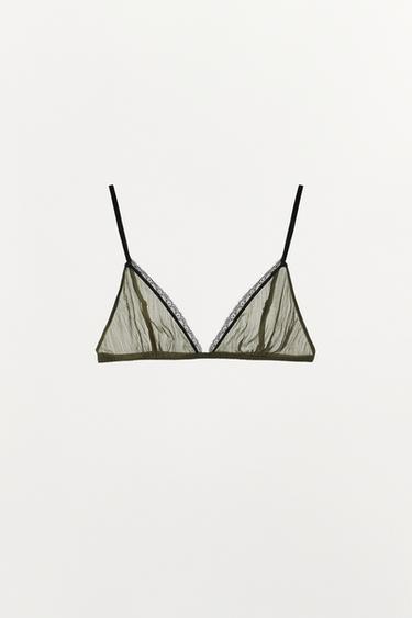100% VISCOSE LACE BRA — Green 1
