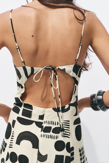 PRINTED CUT-OUT DRESS - Black / White by Zara - Image 6