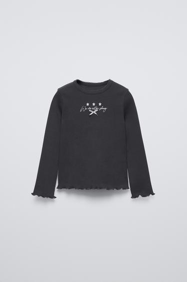 Zara RIBBED MINI BOW SHIRT - Black - Image 0