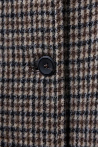 LONG CHECKED WOOL COAT - Brown by Zara - Image 6
