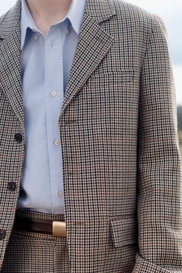 BLAZER DE COSTUME À CARREAUX EN LAINE ÉDITION LIMITÉE - Marron de Zara - Image 5