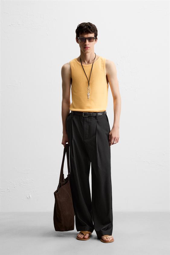 Top Débardeur Zara Taille S/M - Imprimé Façon Foulard Orange Et Vert, Neuf Sans étiquettes