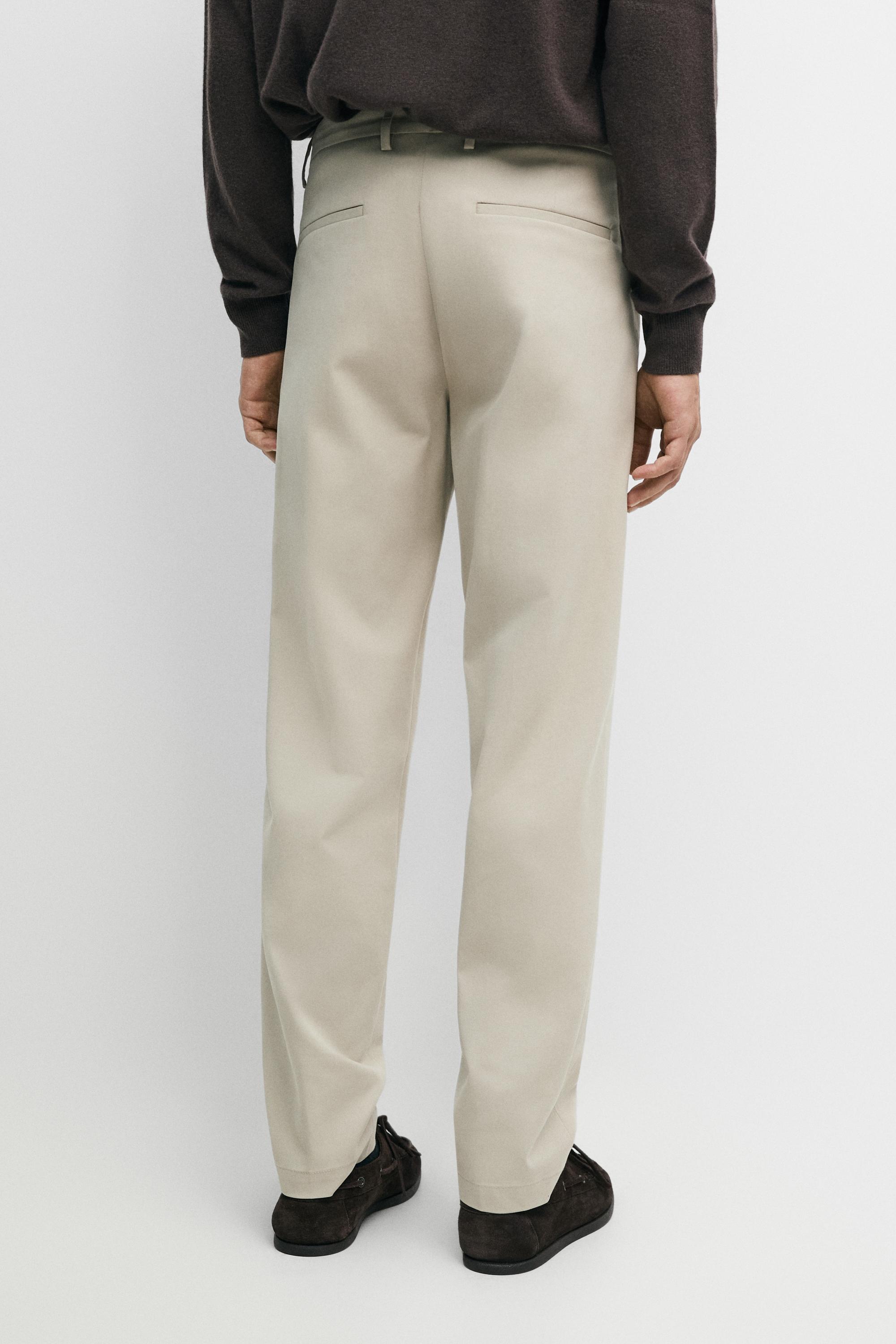 Cotton blend slim fit pants