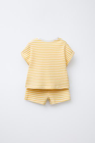 STRIPED WAFFLE TEXTURE T-SHIRT AND BERMUDA SHORTS SET - striped by Zara - Image 1