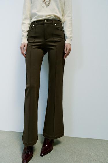 FLARE PANTS — Dark khaki 2