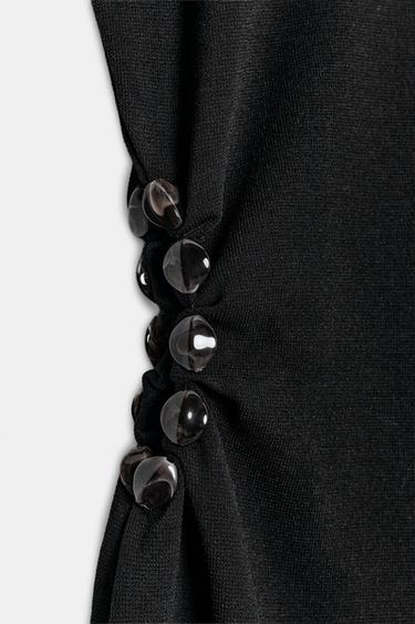 ROBE EN MAILLE CUT OUT À PERLES - Noir de Zara - Image 8