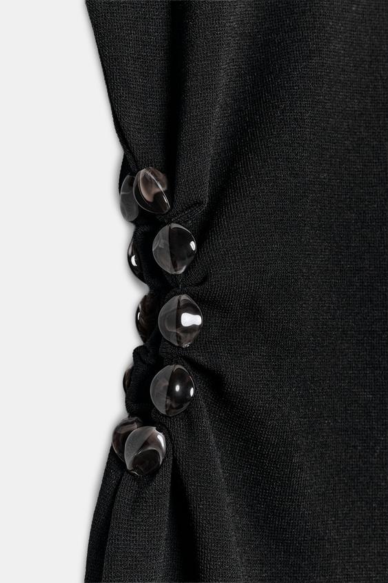 ROBE EN MAILLE CUT OUT À PERLES - Noir de Zara - Image 8