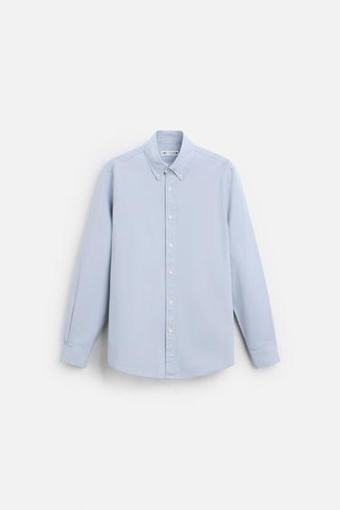 CAMISA ESTRUCTURA RAYAS - Celeste de Zara