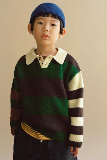 GESTREEPTE TRICOT POLO - Bruin / Groen van Zara