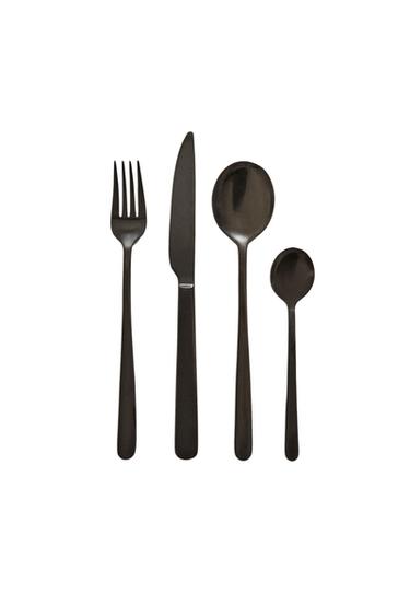 4-PIECE BLACK STEEL CUTLERY SET - Black by Zara