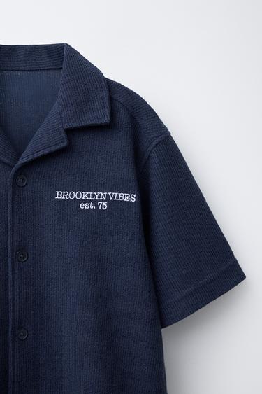 CHEMISE RUSTIQUE BRODÉE - Bleu de Zara - Image 2