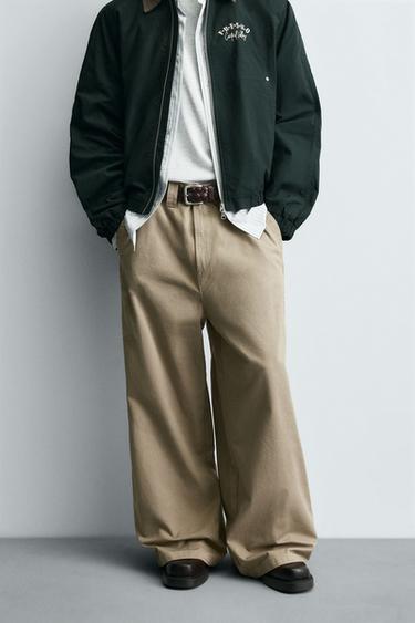 WIDE BAGGY FIT CHINO TROUSERS - Beige by Zara