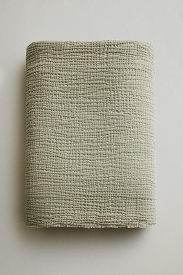 PLAIN MUSLIN THROW - Green by Zara - Image 4