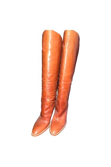 ZW COLLECTION LEATHER COGNAC BOOTS.