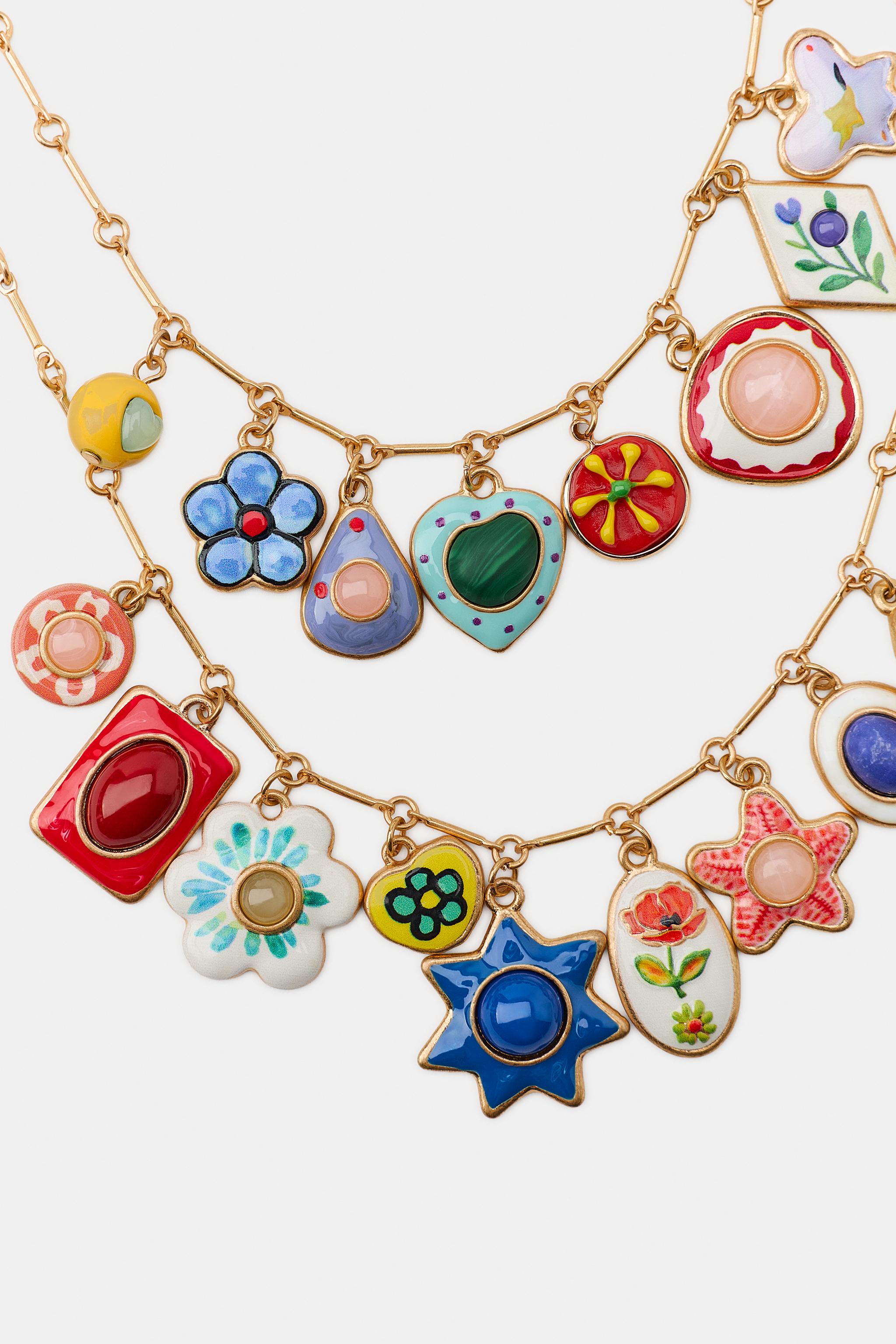 Женские аксессуары Zara 2-PACK RESIN CHARM NECKLACES — фото 4
