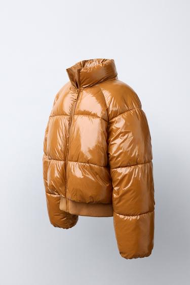 SHINY PUFFER JACKET — Ocher 2