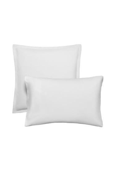 FRONHA DE TRAVESSEIRO COM OVERLOCK - Branco da Zara