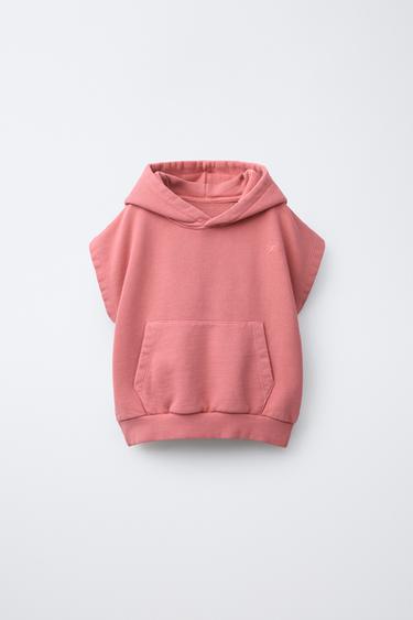 CHALECO CAPUCHA PALMERA BORDADA - Rosa lavado de Zara