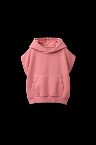 CHALECO CAPUCHA PALMERA BORDADA - Rosa lavado de Zara - Imagen 0
