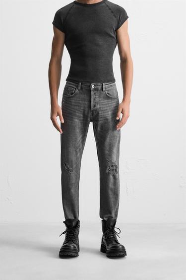 RIPPED SKINNY FIT JEANS - Grey by Zara
