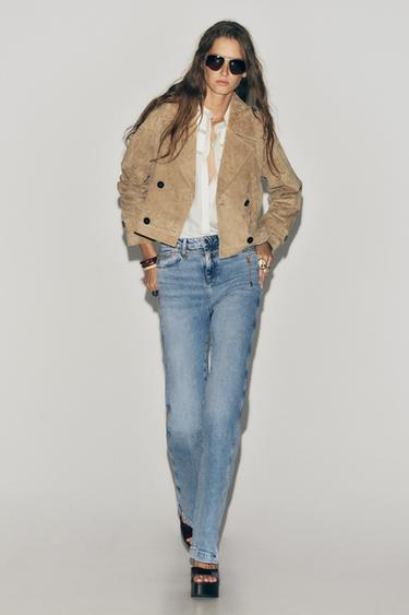 VESTE TRENCH COURTE 100 % CUIR - Marron clair de Zara - Image 3
