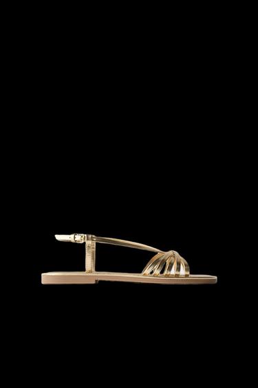 METALLIC STRAP SANDALS - Gold by Zara